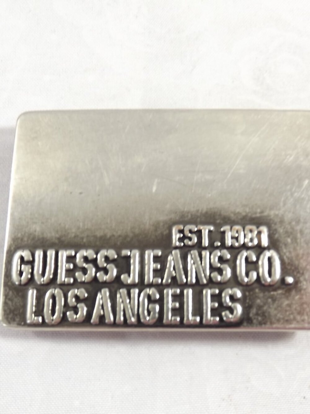 GUESS JEANS Co. Silver Tone Distressed Belt Buckle